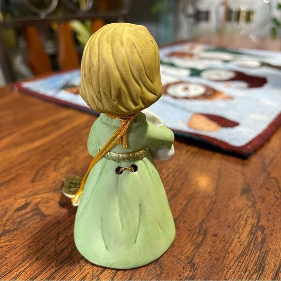 Jasco 1978 Merri Bells Porcelain Christmas Girl Rabbit Figurine 4" BELL w/Tag - Picture 2 of 5